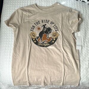 Wrangler Beige Graphic Tee with Cowboy Design